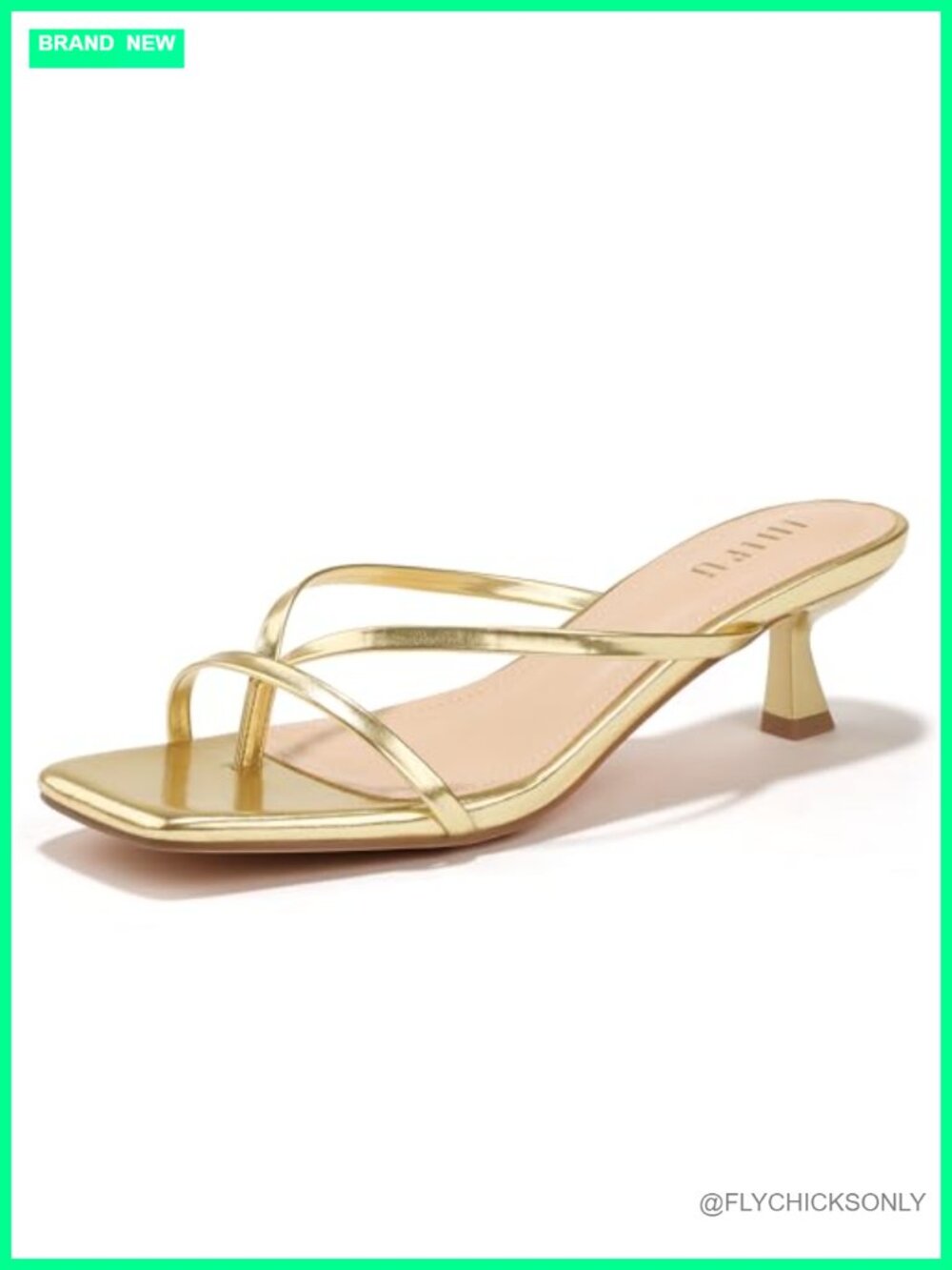 Kitten Heel Flip Flop Sandals Square Open Toe Slip On 1 Inch Heels
